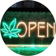 Open Hemp Leaf Marijuana Dispensary LED Light Sign - LED Gift Works