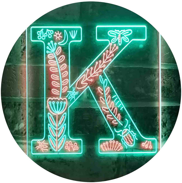 Family Name Letter K Monogram Initial LED Light Sign - Way Up Gifts