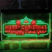 Merry Christmas & Happy New Year Dual Color LED Light Sign - LED Gift Works