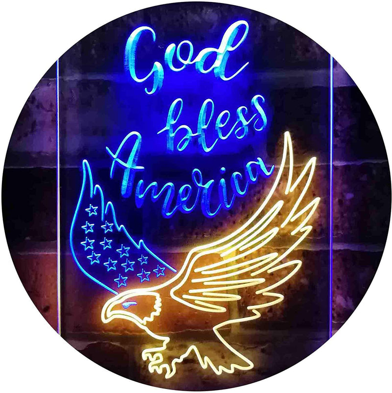 God Bless America Eagle LED Light Sign - LED Gift Works
