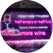 Funny Alcohol Quote Drinking Half Empty Full Wine Bar LED Light Sign - LED Gift Works