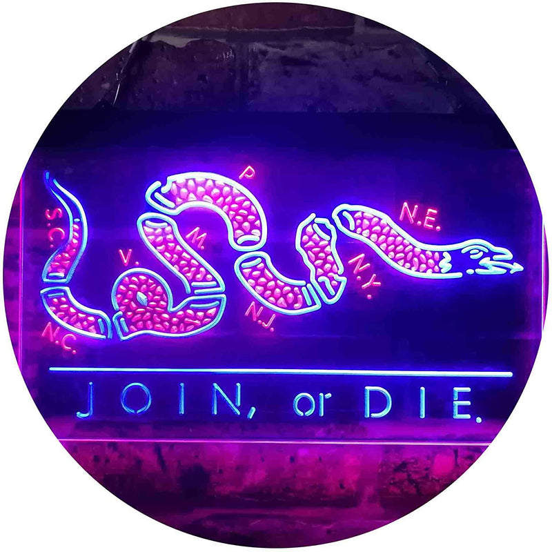 Join Or Die Flag Snake Military Army LED Light Sign - LED Gift Works