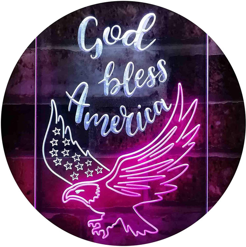 God Bless America Eagle LED Light Sign - LED Gift Works