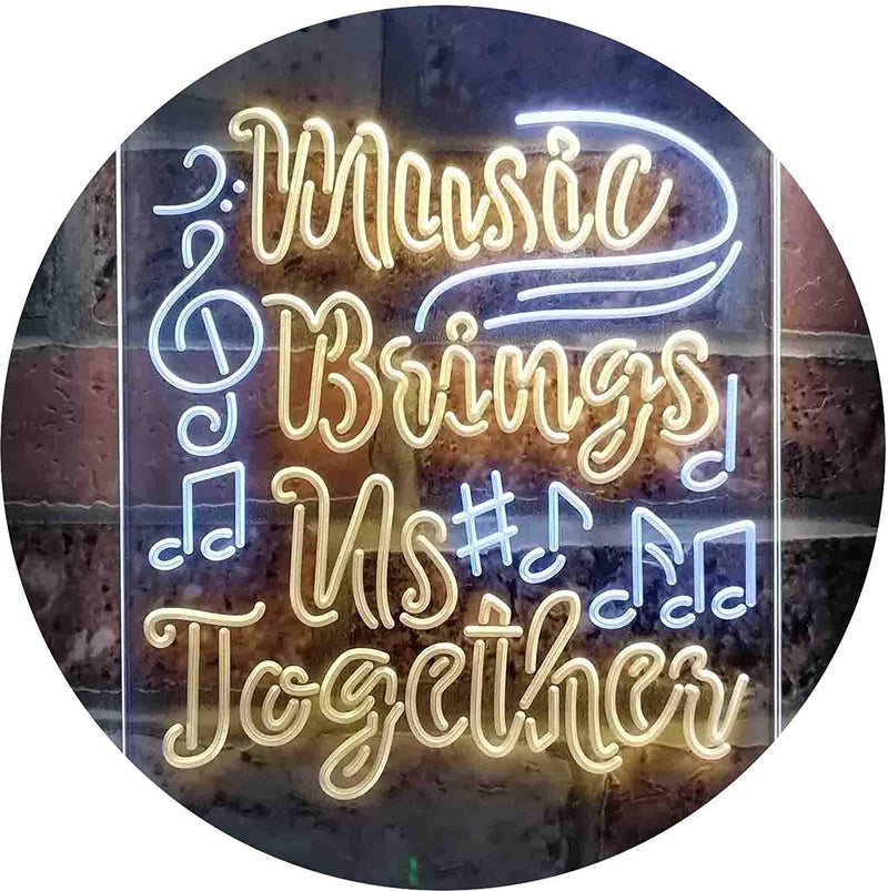 Musician Gift Music Brings Us Together Quote LED Light Sign - LED Gift Works