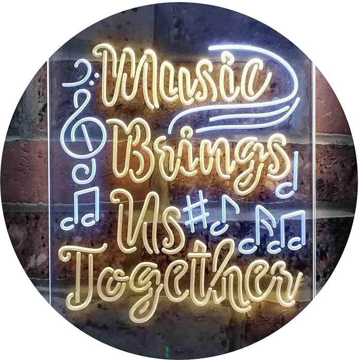 Musician Gift Music Brings Us Together Quote LED Light Sign - Way Up Gifts
