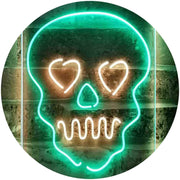 Skull Head Heart Eyes LED Light Sign - LED Gift Works
