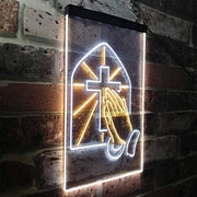 Christianity Cross Hands Praying LED Light Sign - LED Gift Works
