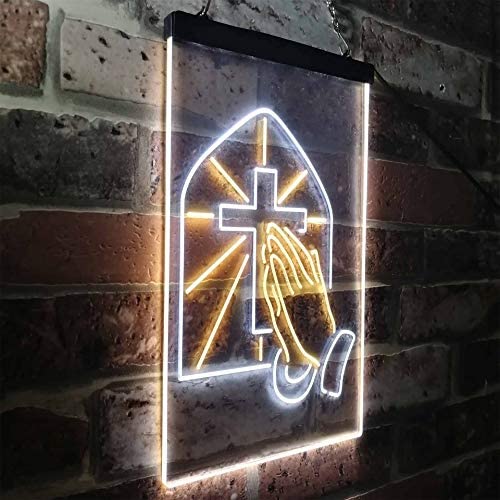 Christianity Cross Hands Praying LED Light Sign - LED Gift Works