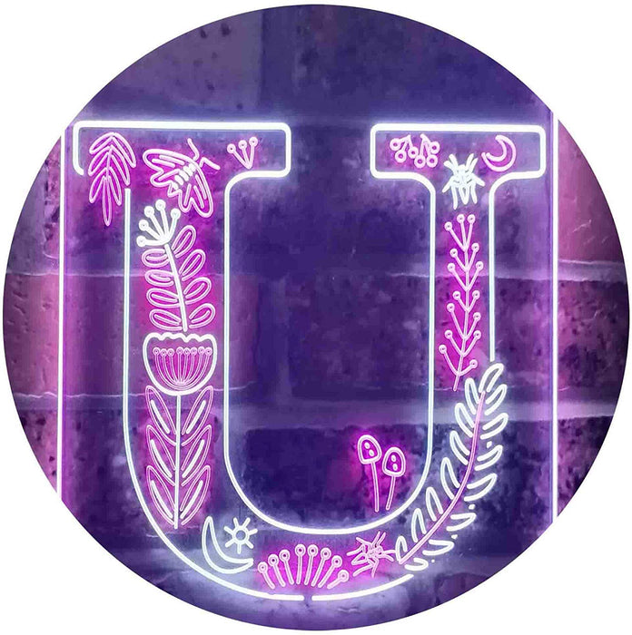 Family Name Letter U Monogram Initial LED Light Sign - Way Up Gifts