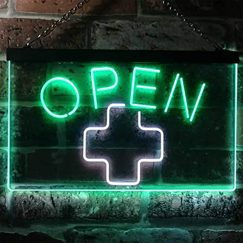 Open Medical Cross Dispensary LED Light Sign - LED Gift Works