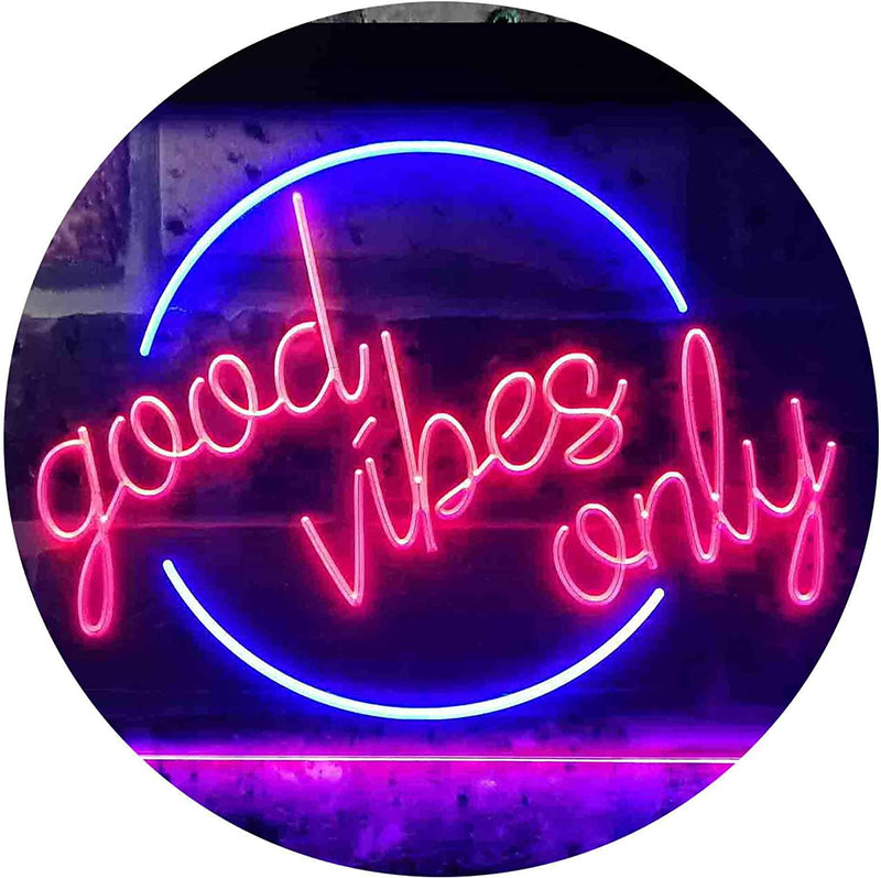 Good Vibes Only Circle LED Light Sign - LED Gift Works