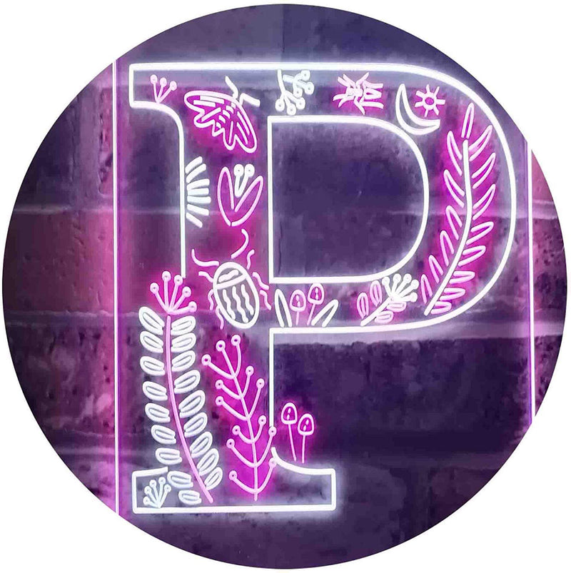 Family Name Letter P Monogram Initial LED Light Sign - LED Gift Works