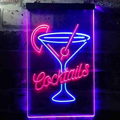 Cocktails Glass Bar Display LED Light Sign - LED Gift Works