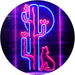 Cactus Wolf Coyote Howling Full Moon LED Light Sign - Way Up Gifts