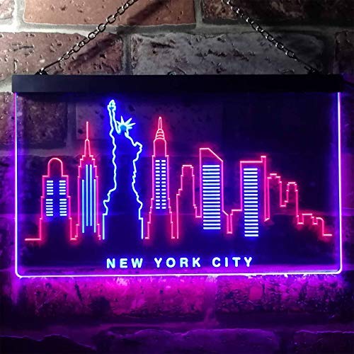New York City Skyline Statue of Liberty LED Light Sign - Way Up Gifts