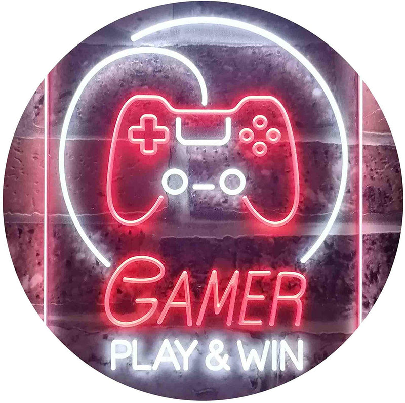 Gamer Play Win Game Room LED Light Sign - LED Gift Works