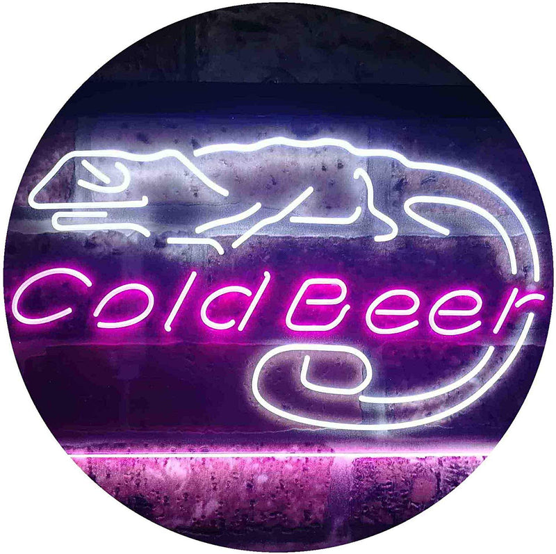 Lizard Cold Beer LED Light Sign - LED Gift Works