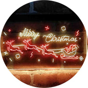 Merry Christmas Santa Claus Sleigh Reindeer LED Light Sign - LED Gift Works