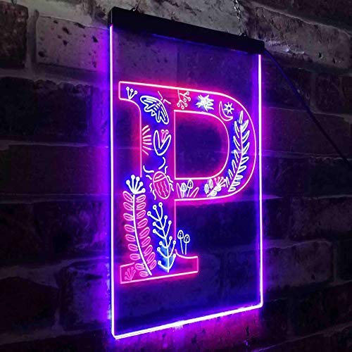 Family Name Letter P Monogram Initial LED Light Sign - Way Up Gifts