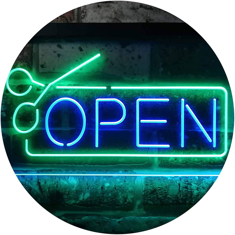 Scissors Open Barber Salon Hair Cuts LED Light Sign - LED Gift Works