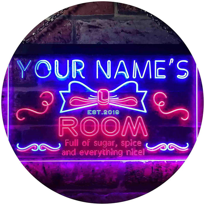 Personalized Sugar Spice Everything Nice Girl Room Decor LED Light Sign - Way Up Gifts