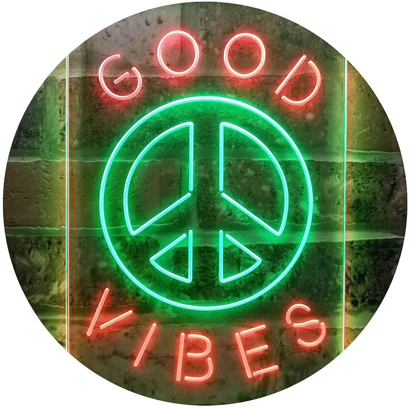 Good Vibes Peace Hippie Bedroom Decor LED Light Sign - LED Gift Works