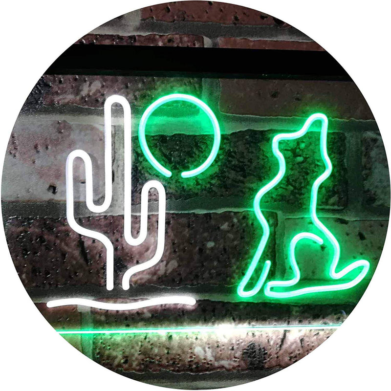 Cactus Moon Wolf LED Light Sign - LED Gift Works