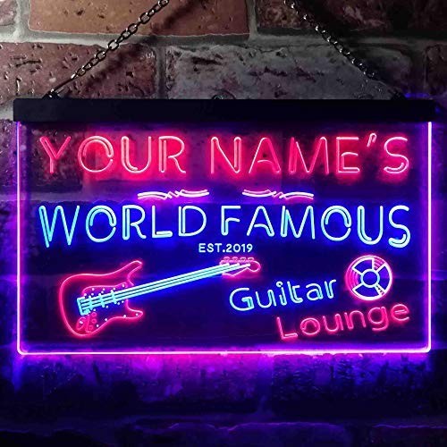Personalized Guitar Lounge Music Room Studio LED Light Sign - LED Gift Works