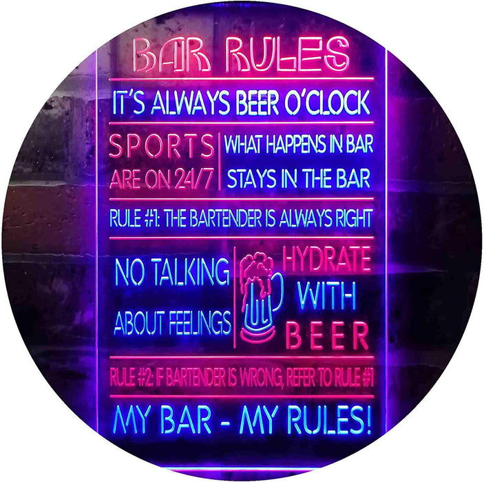 Bar Rules LED Light Sign - Way Up Gifts