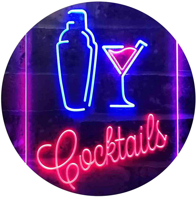 Cocktail Shaker Drinks Cocktails LED Light Sign - LED Gift Works