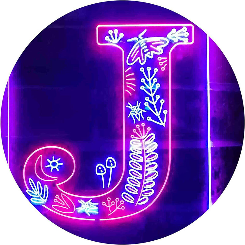 Family Name Letter J Monogram Initial LED Light Sign - LED Gift Works
