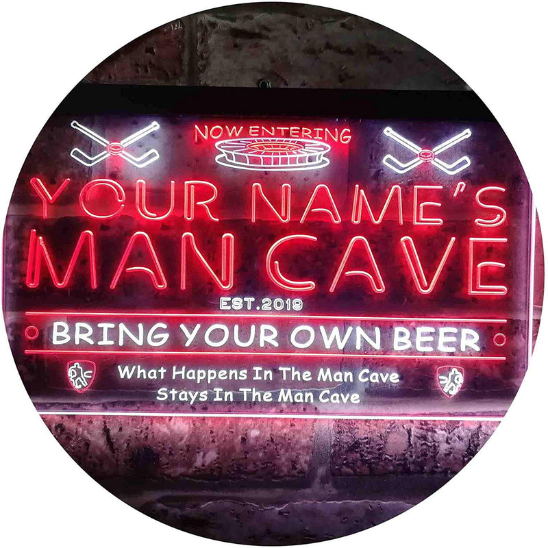 Personalized Sports Hockey Theme Man Cave LED Light Sign - LED Gift Works