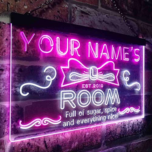 Personalized Sugar Spice Everything Nice Girl Room Decor LED Light Sign - Way Up Gifts