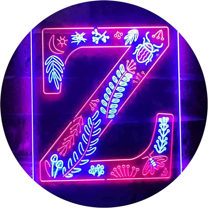 Family Name Letter Z Monogram Initial LED Light Sign - Way Up Gifts