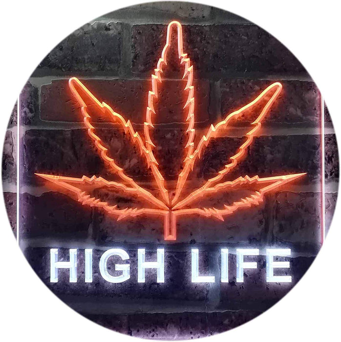 Marijuana Leaf High Life LED Light Sign - Way Up Gifts