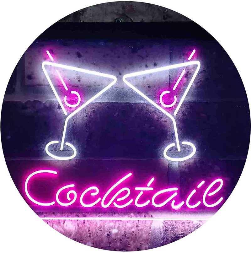 Cocktail Glasses Bar LED Light Sign - LED Gift Works