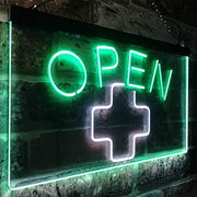 Open Medical Cross Dispensary LED Light Sign - LED Gift Works