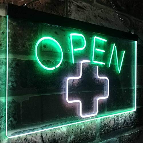 Open Medical Cross Dispensary LED Light Sign - LED Gift Works