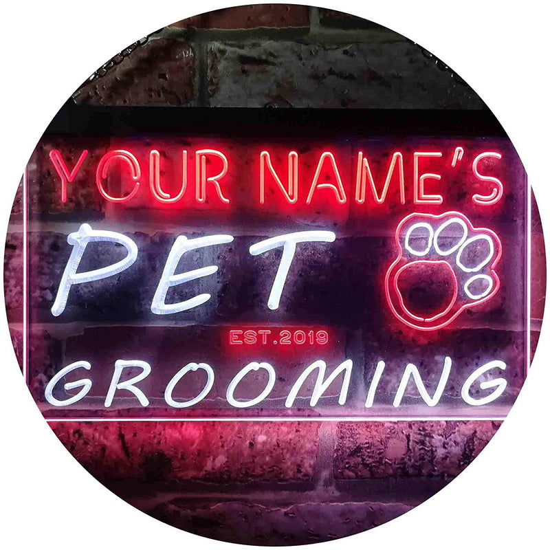 Personalized Paw Print Pet Grooming LED Light Sign - LED Gift Works