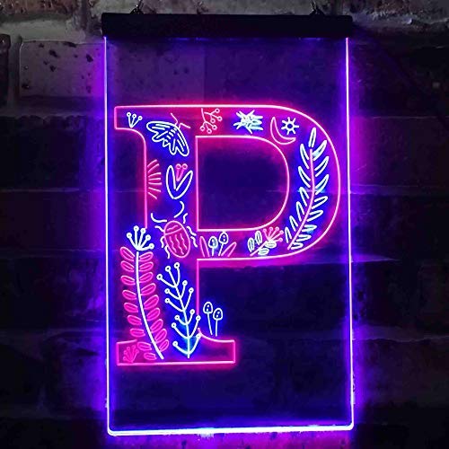 Family Name Letter P Monogram Initial LED Light Sign - Way Up Gifts