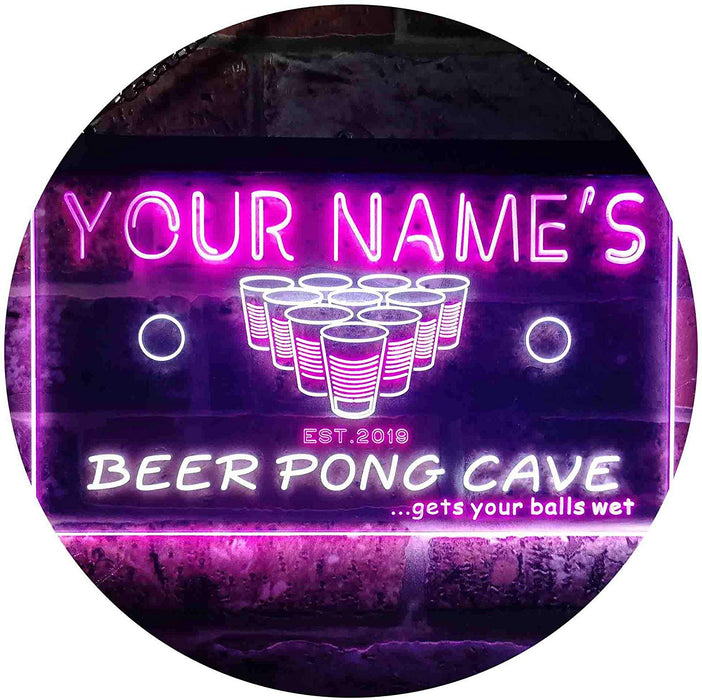 Personalized Beer Pong Man Cave LED Light Sign - Way Up Gifts