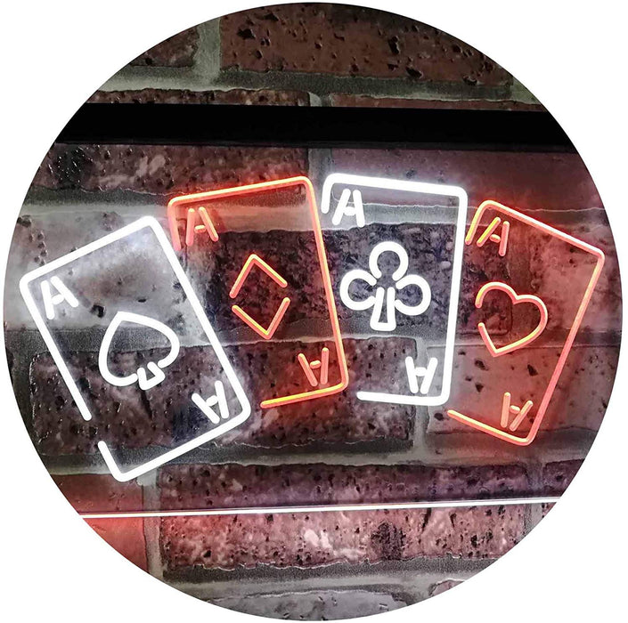 Four Aces Poker Casino LED Light Sign - Way Up Gifts