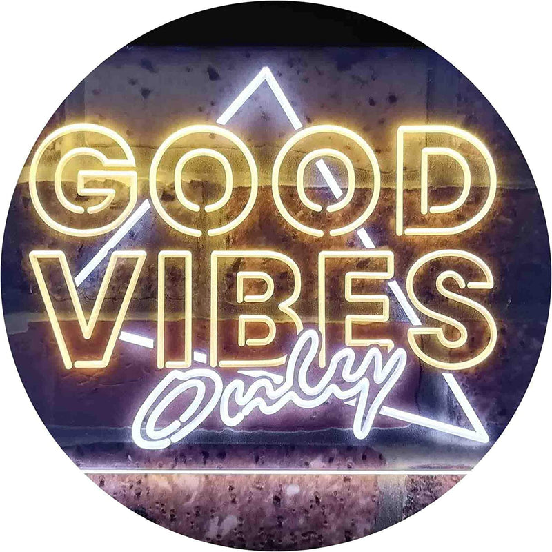 Good Vibes Only Triangle LED Light Sign - LED Gift Works