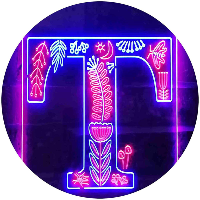 Family Name Letter T Monogram Initial LED Light Sign - LED Gift Works