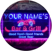 Personalized Bar & Grill LED Light Sign - LED Gift Works