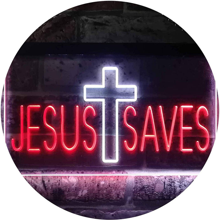 Cross Jesus Saves LED Light Sign - Way Up Gifts