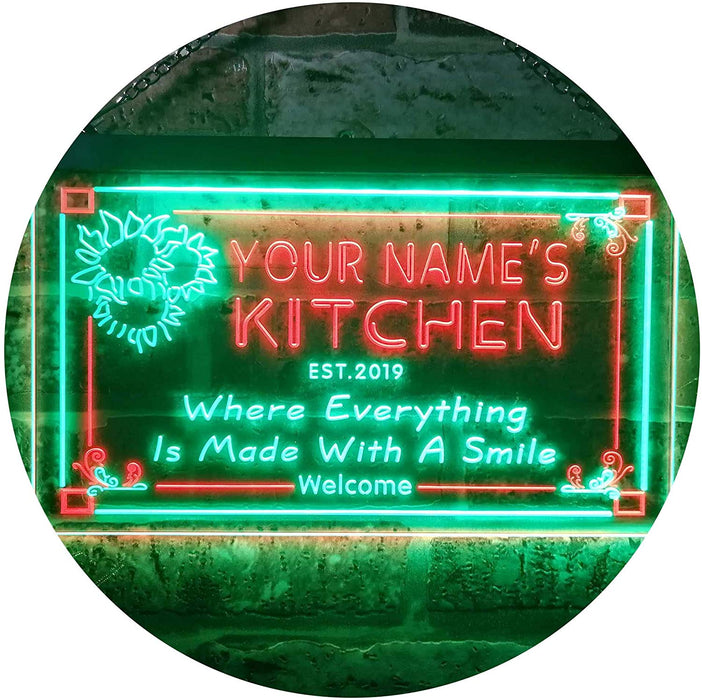 Personalized Home Kitchen Decor Made with Smile LED Light Sign - Way Up Gifts
