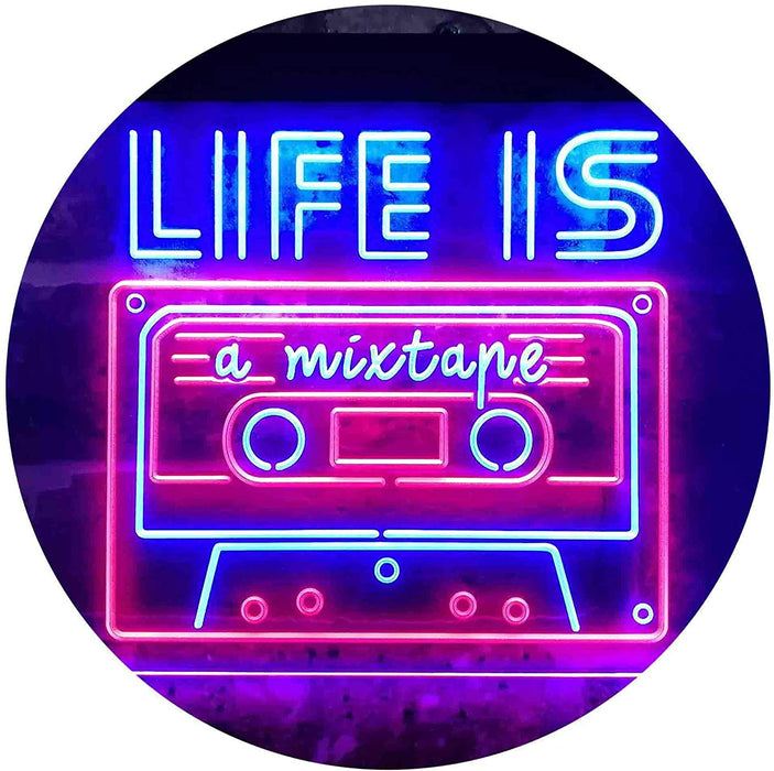 Life is a Mixtape Quotes Bedroom Decor LED Light Sign - Way Up Gifts