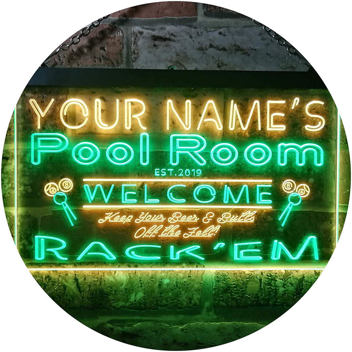 Personalized Billiards Pool Room LED Light Sign - Way Up Gifts