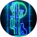 Cactus Wolf Coyote Howling Full Moon LED Light Sign - Way Up Gifts